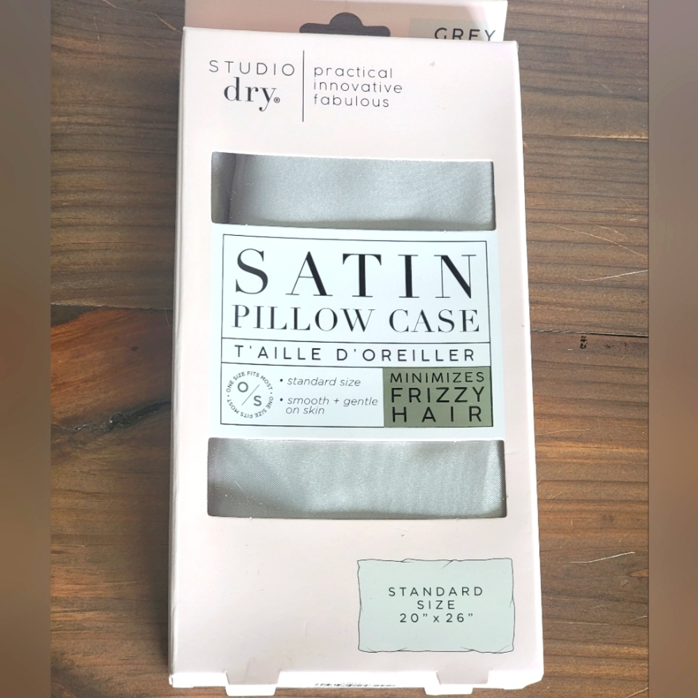 Studio Dry Satin Pillow Case Gray Standard Size